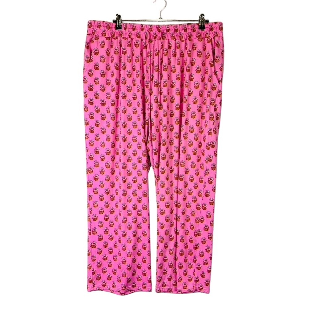 Mary Square Womans 2X Pajama Pants Pink‎ Floral Pull On Soft Lounge Stretch